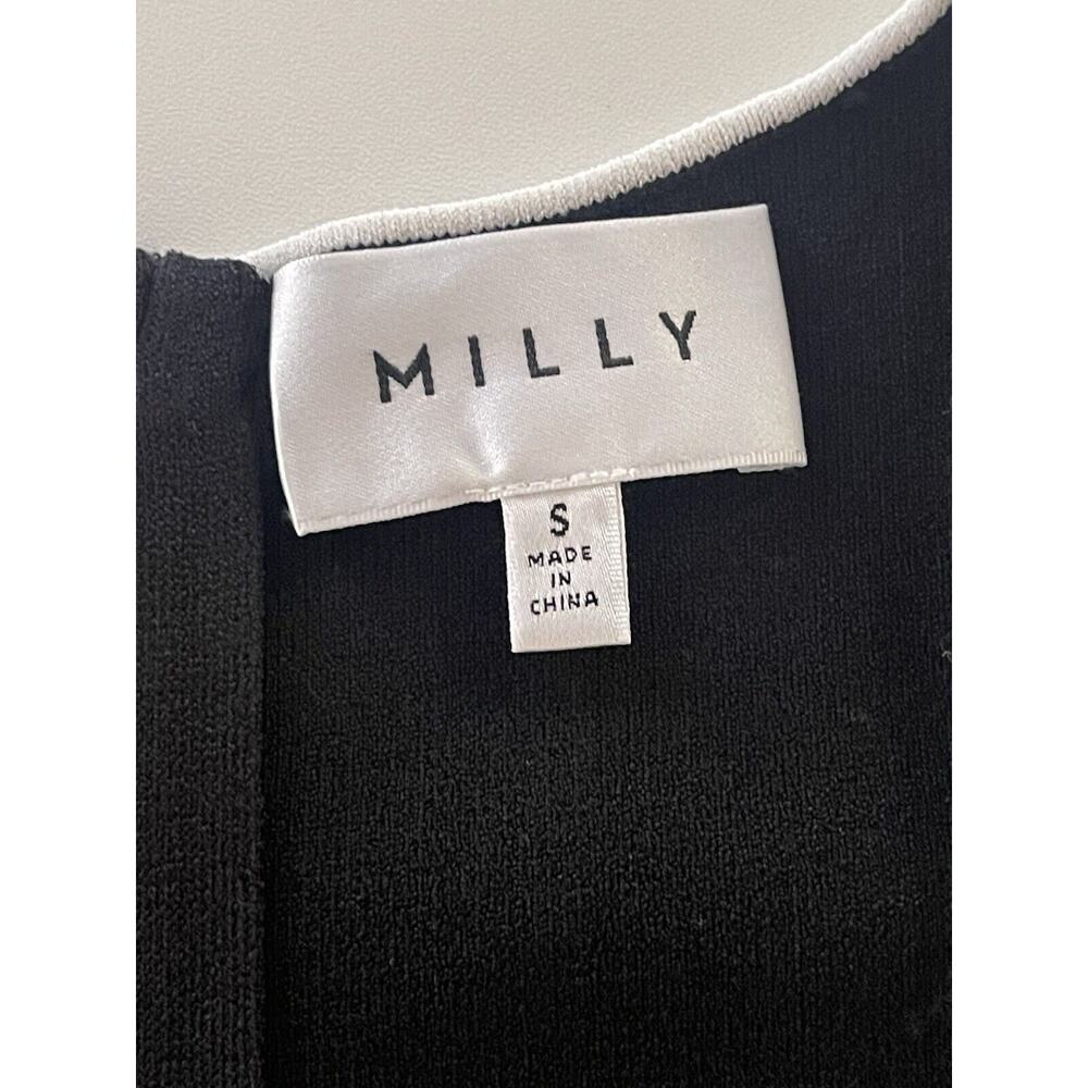 Milly Black White Trim Pencil Dress Ribbed Stretch Size Small NWT - Picture 7 of 10